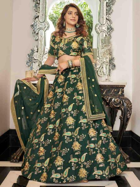 Zeel Cultural vol 2 Organza Bottle Green Designer lehenga choli distributor in Vadodara